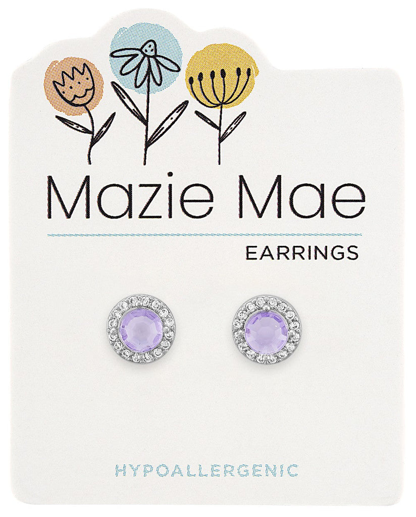 MAZ87 Silver Provence Lavender Halo Stud Mazie Mae Earring