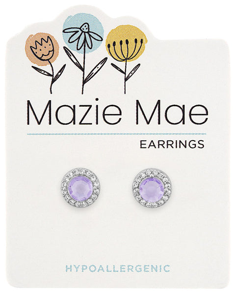 MAZ87 Silver Provence Lavender Halo Stud Mazie Mae Earring