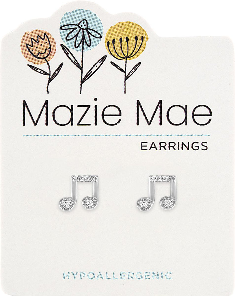 MAZ94 Silver Music Note Stud Mazie Mae Earring