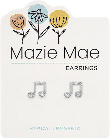 MAZ94 Silver Music Note Stud Mazie Mae Earring