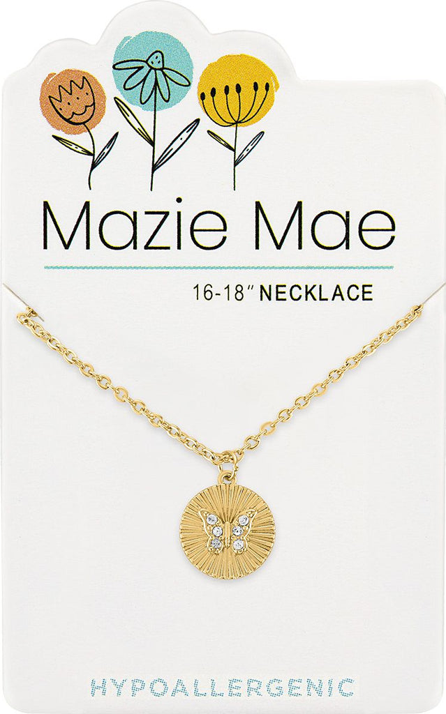 NeckG225 Gold Butterfly Disc Mazie Mae Necklace