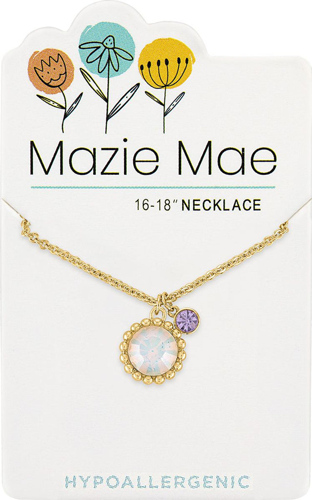 NeckG227 Gold Beaded White Opal and Mini Tanzanite Mazie Mae Necklace