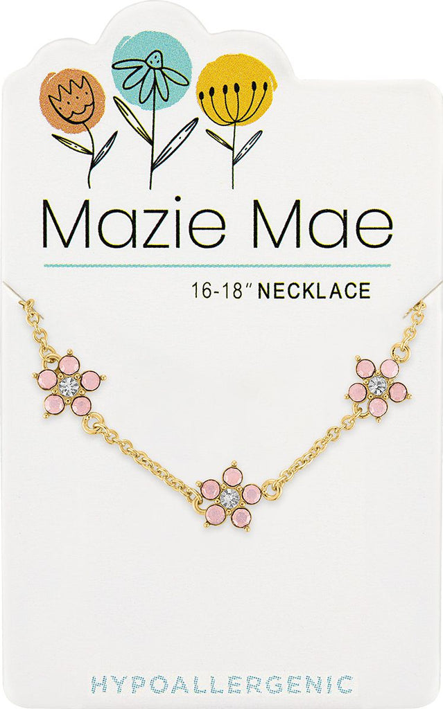 NeckG229 Gold Rose Water Opal Flower Trio Mazie Mae Necklace