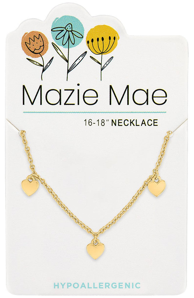 NECKG243 Gold Multi Dangle Heart Mazie Mae Necklace