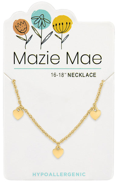 NECKG243 Gold Multi Dangle Heart Mazie Mae Necklace