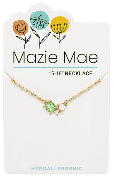 NECKG247 Gold Erinite & Pearl Cluster Mazie Mae Necklace