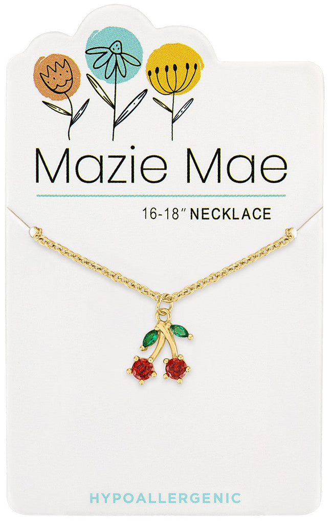 NECKG249 Gold Cherry Mazie Mae Necklace