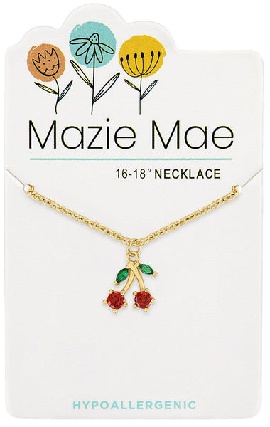 NECKG249 Gold Cherry Mazie Mae Necklace