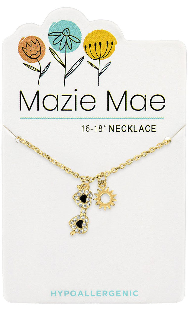 NECKG255 Gold Sun & Shades Dangle Mazie Mae Neckace