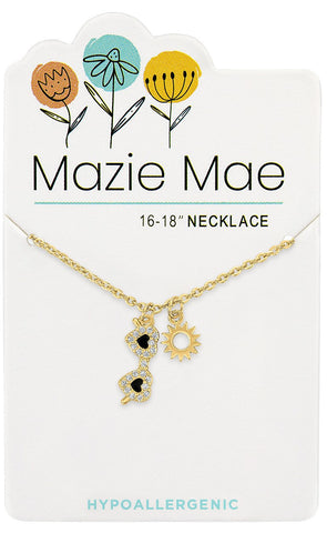 NECKG255 Gold Sun & Shades Dangle Mazie Mae Neckace