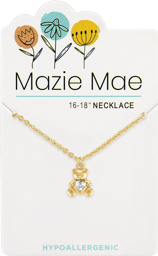 NECKG263 Gold Teddy Bear Mazie Mae Necklace