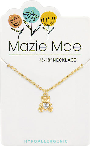NECKG263 Gold Teddy Bear Mazie Mae Necklace