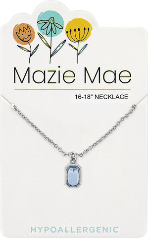 NeckS720 Silver Light Sapphire Radiant Mazie Mae Necklace