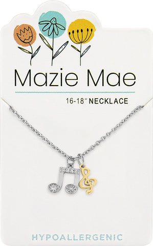 NeckS724 Silver Two-Toned Music Note Mazie Mae Necklace