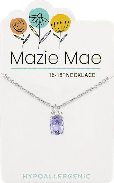 NECKS732 Silver Light Amethyst Oval Trio Mazie Mae Necklace