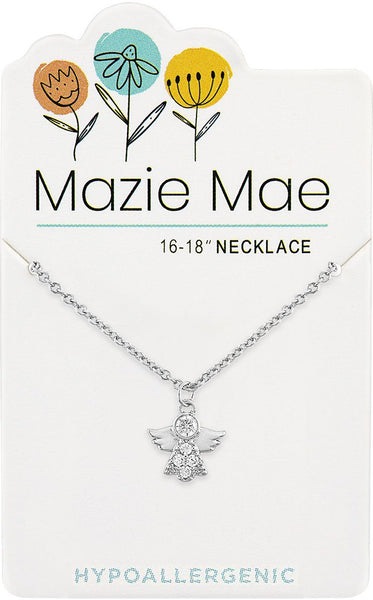 NECKS738 Silver CZ Angel Mazie Mae Necklace