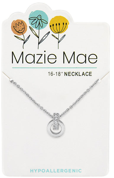 NECKS740 Silver Interlocking Duo Drop Mazie Mae Necklace