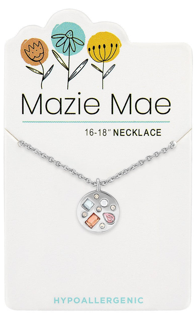 NECKS746 Silver Pink Cluster Pendant Mazie Mae Neckace