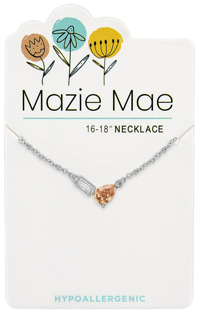 NECKS748 Silver Vintage Rose Duo Stone Mazie Mae Neckace