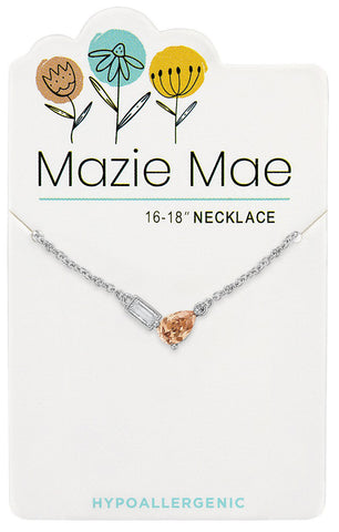 NECKS748 Silver Vintage Rose Duo Stone Mazie Mae Neckace