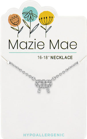 NECKS754 Silver CZ Bow Mazie Mae Necklace