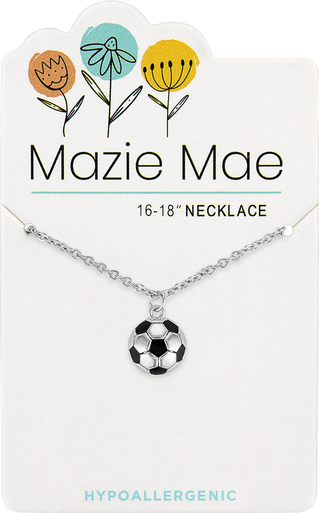 NECKS760 Silver Soccer Ball Mazie Mae Necklace
