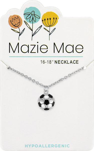 NECKS760 Silver Soccer Ball Mazie Mae Necklace