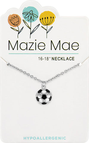 NECKS760 Silver Soccer Ball Mazie Mae Necklace
