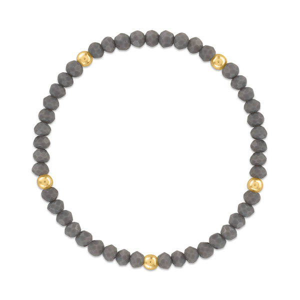 MILA152 Charcoal with Gold Ball Stretchy Facet Mila-Mix Bracelet