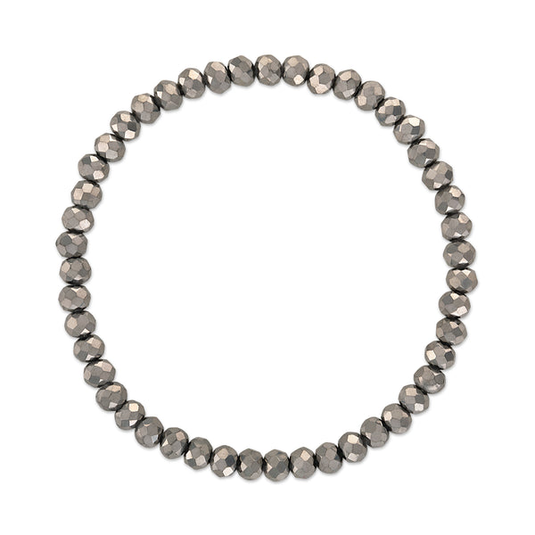 MILA154 Smoky Metallic Gray Stretchy Facet Mila-Mix Bracelet