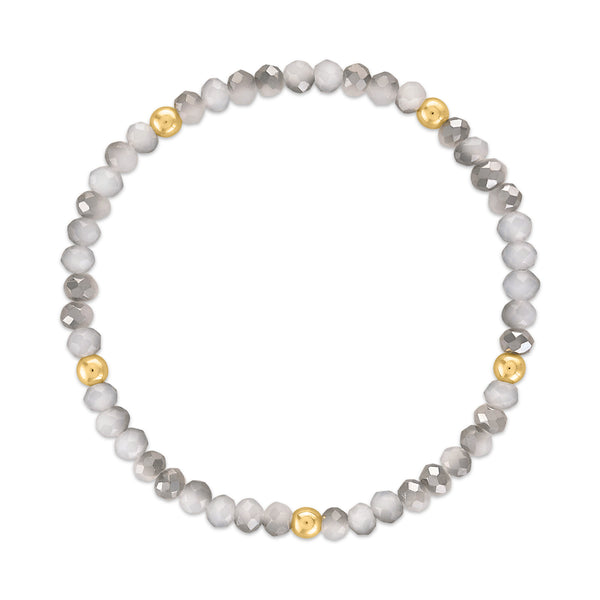 MILA156 Light Gray Transitioning with Gold Ball Stretchy Facet Mila-Mix Bracelet