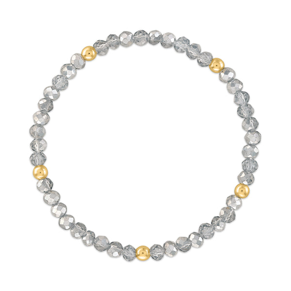 MILA204 Metallic Mixed Gray with Gold Ball Stretchy Facet Mila-Mix Bracelet