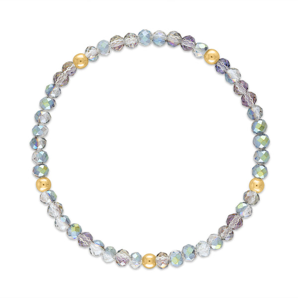 MILA206 Galaxy Gray with Gold Ball Stretchy Facet Mila-Mix Bracelet