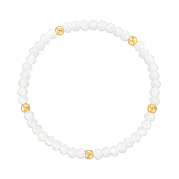 MILA250 White with Gold Ball Stretchy Facet Mila-Mix Bracelet