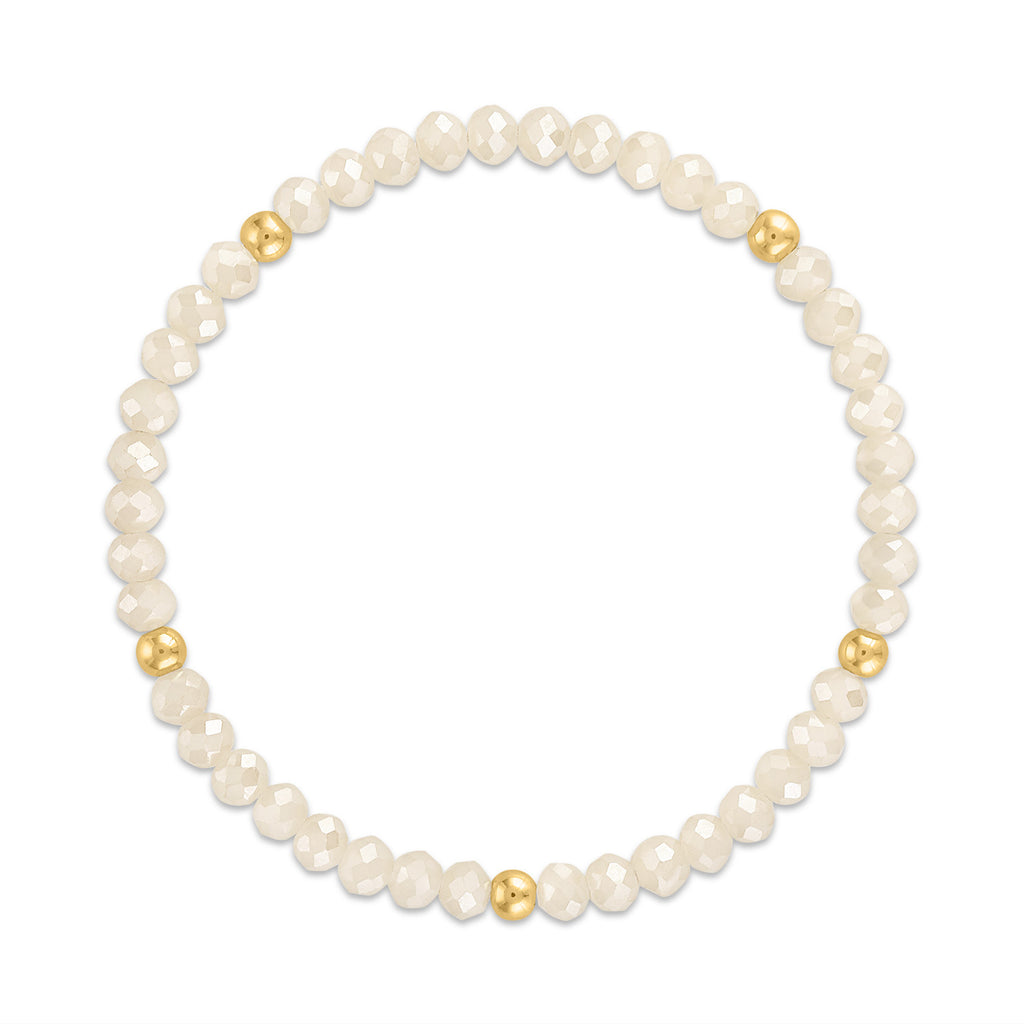 MILA300 Light Cream with Gold Ball Stretchy Facet Mila-Mix Bracelet