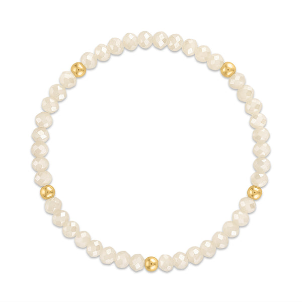 MILA300 Light Cream with Gold Ball Stretchy Facet Mila-Mix Bracelet
