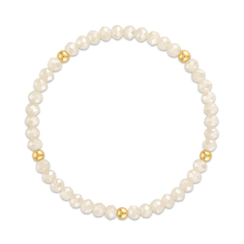 MILA300 Light Cream with Gold Ball Stretchy Facet Mila-Mix Bracelet