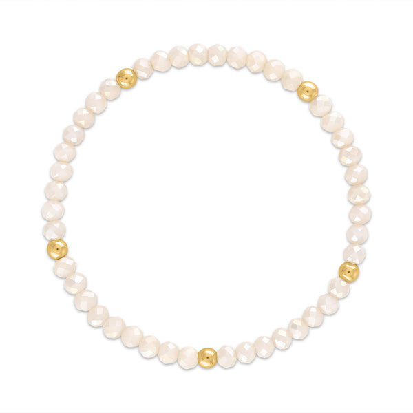 MILA402 Peachy Pink with Gold Ball Stretchy Facet Mila-Mix Bracelet