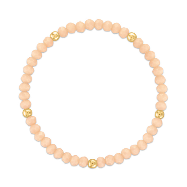 MILA406 Peach with Gold Ball Stretchy Facet Mila-Mix Bracelet