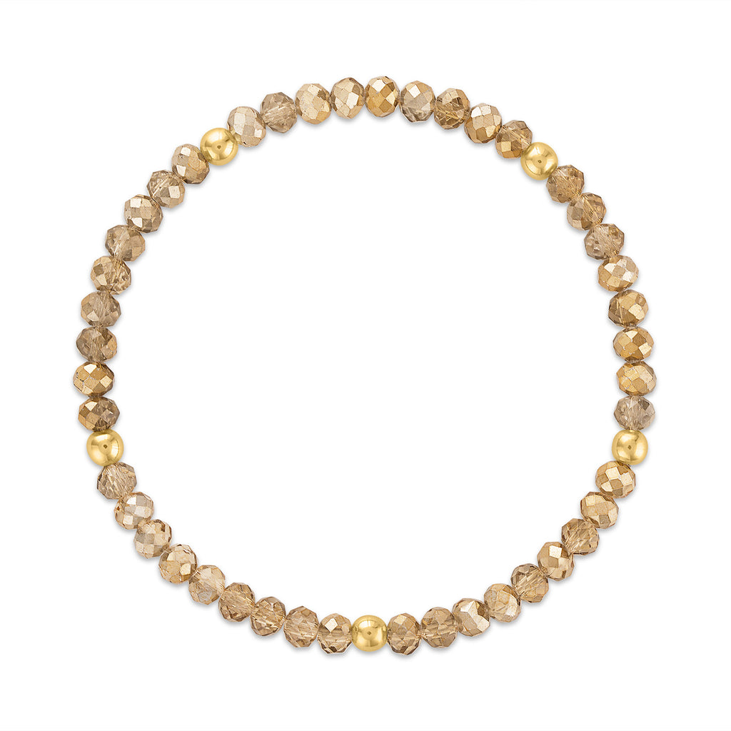 MILA650 Golden Champagne with Gold Ball Stretchy Facet Mila-Mix Bracelet