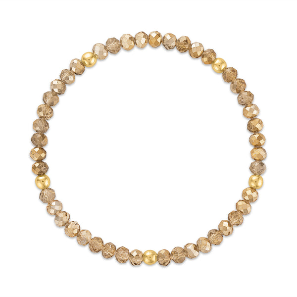 MILA650 Golden Champagne with Gold Ball Stretchy Facet Mila-Mix Bracelet