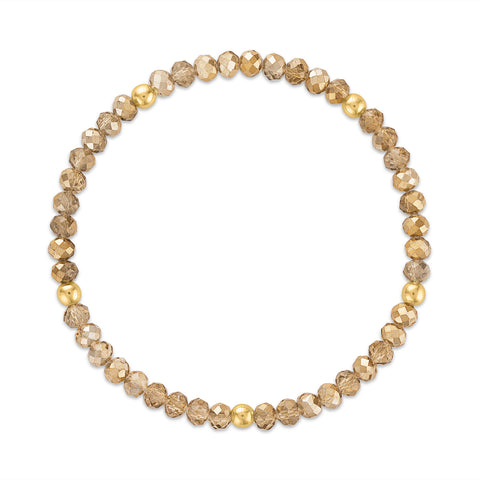 MILA650 Golden Champagne with Gold Ball Stretchy Facet Mila-Mix Bracelet