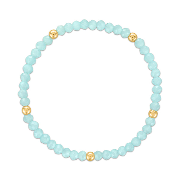 MILA804 Ice Blue with Gold Ball Stretchy Facet Mila-Mix Bracelet
