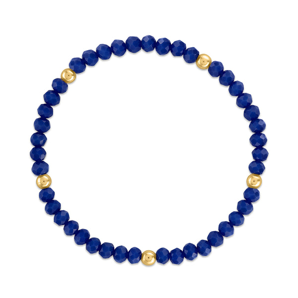 MILA806 Royal Blue with Gold Ball Stretchy Facet Mila-Mix Bracelet