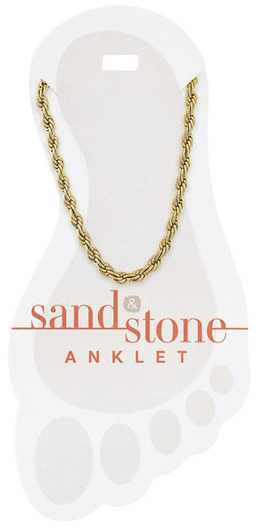 ANK05 Gold Rope Chain Sand & Stone Anklet