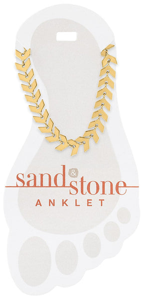 ANK09 Gold Chevron Chain Sand & Stone Anklet
