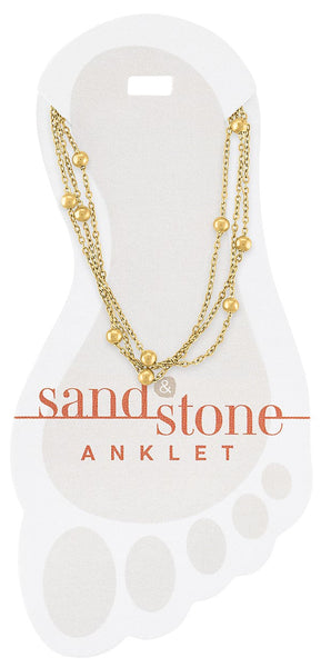 ANK11 Gold Multi-Strand Sand & Stone Anklet