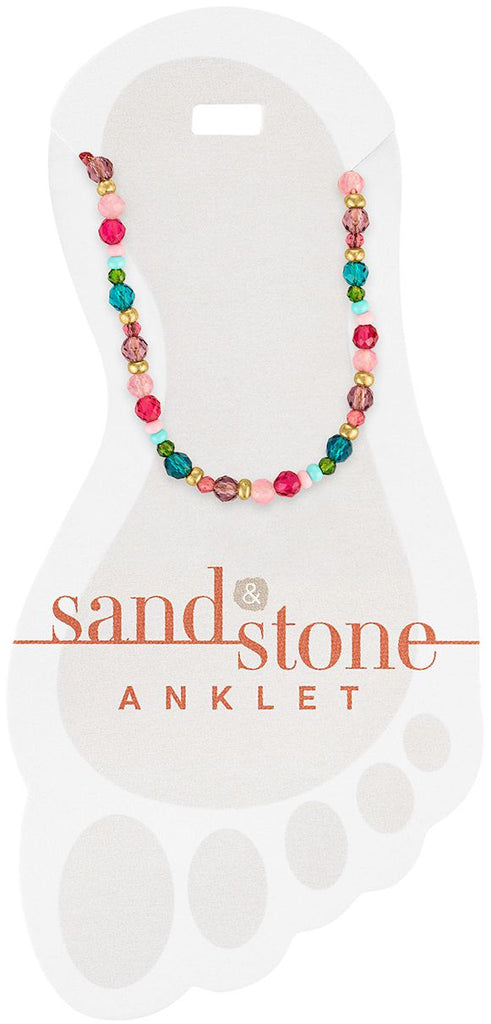 Gold Beaded Multicolor Sand & Stone Anklet