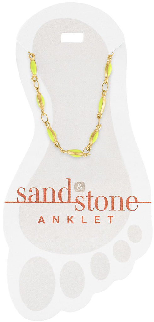 Gold Lime Tube Link Chain Sand & Stone Anklet