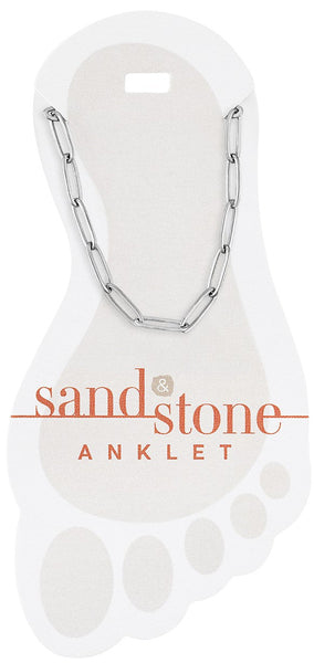 ANK04 Silver Paperclip Sand & Stone Anklet